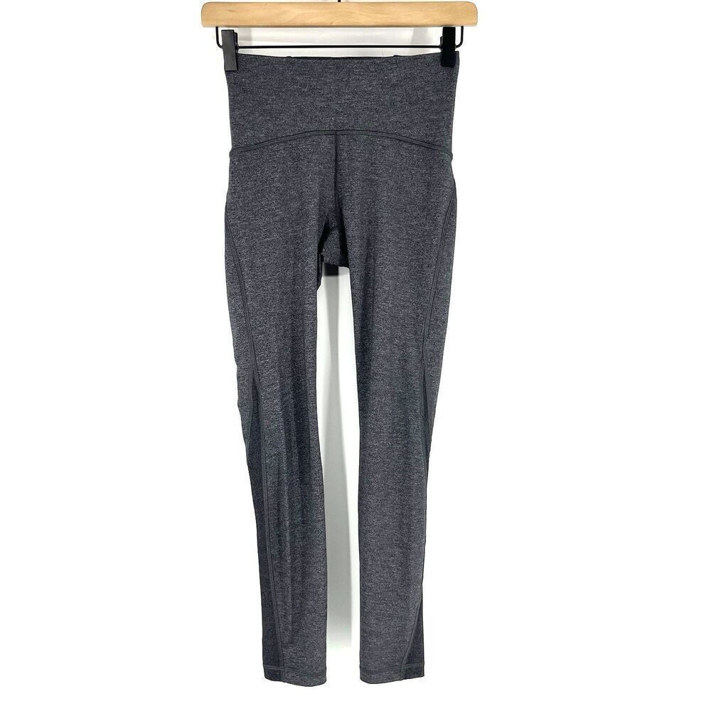 Lululemon Leggings Size 4 Heathered Gray Train Times 7/8 Pant 25" Yoga Stretch